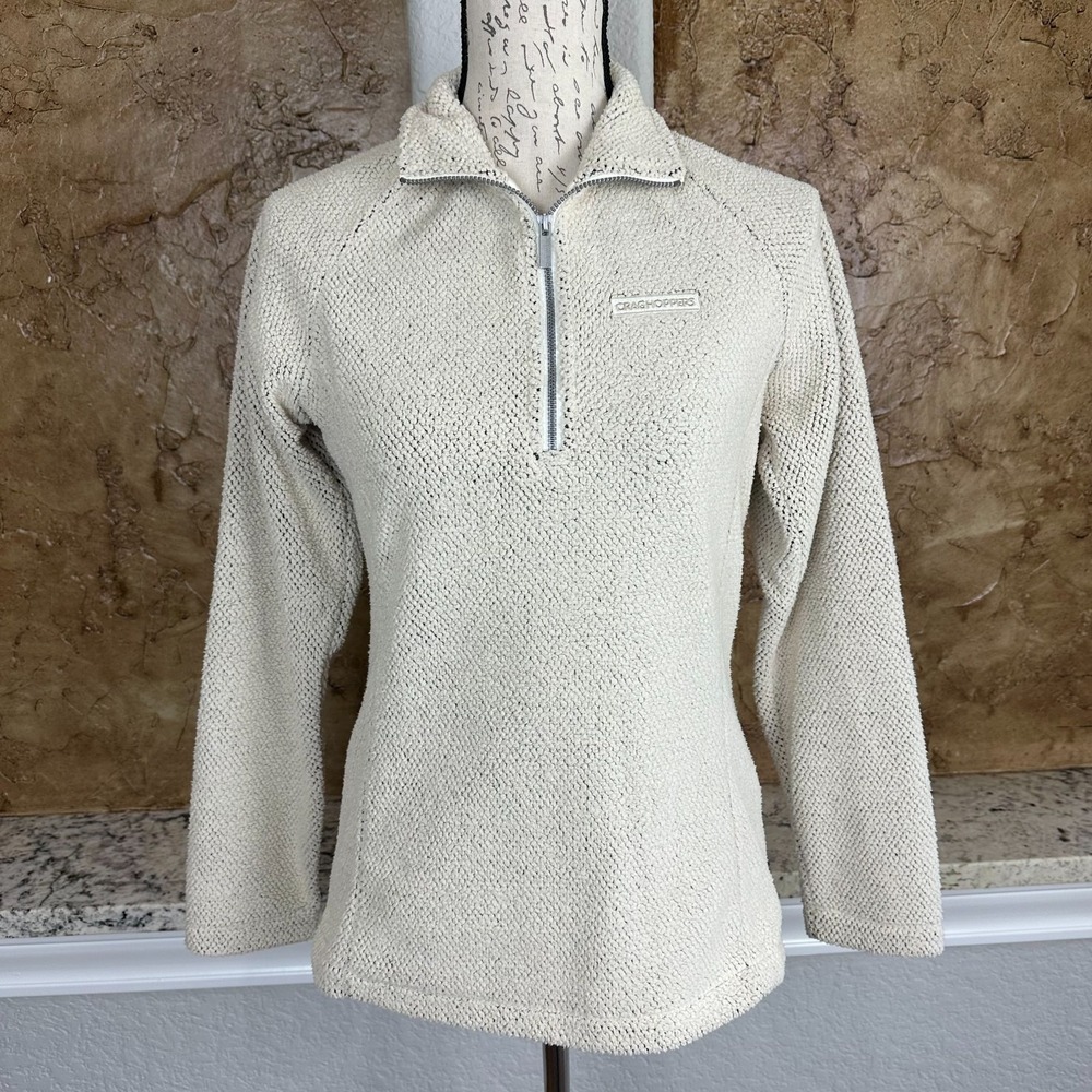 Craghoppers ‎ 1/4 Zip Pullover Fleece Women XS Outdoors Winter Beige Sherpa